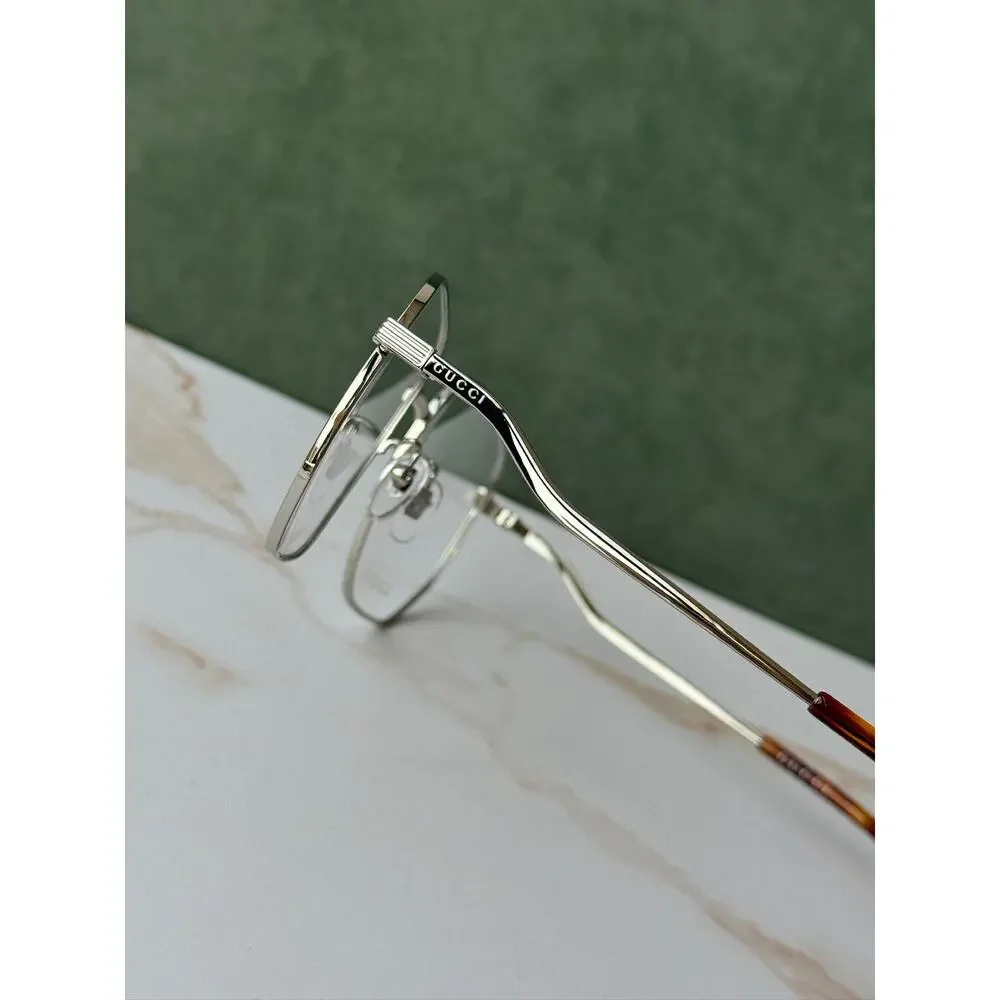 NEW Gucci GG0973O Silver Metal Oversized Square Frames